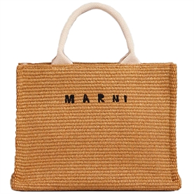 Marni Small Raffia Tote, Raw Siena/Natural 